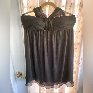 Muse Black chiffon halter dress with gold shimmer size 8
